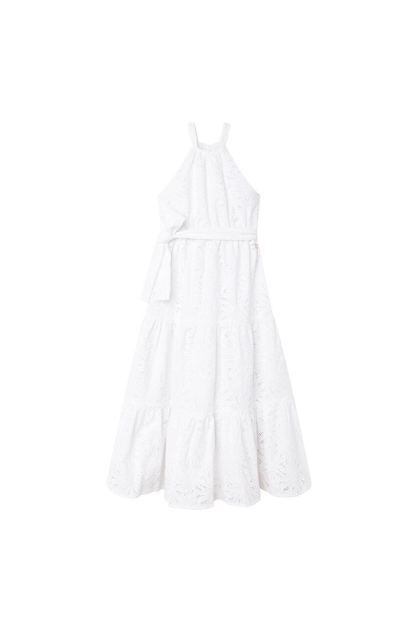 Michael Kors rochie din bumbac pentru copii culoarea alb, midi, evazati