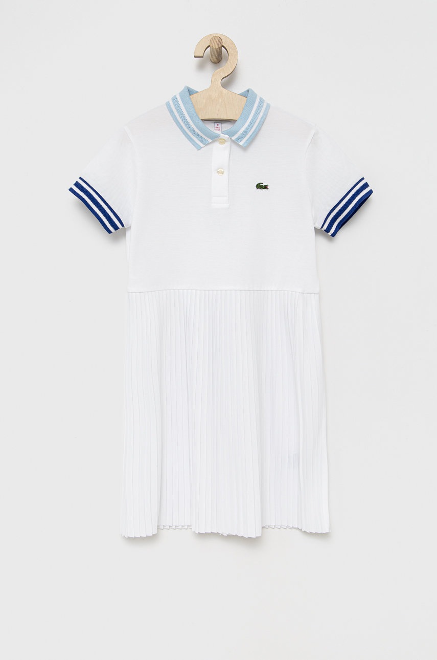 

Детска рокля Lacoste в бяло къс модел разкроен модел, Бял