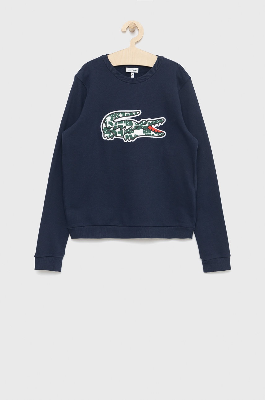 

Детски памучен суичър Lacoste в тъмносиньо с апликация, Тъмносин