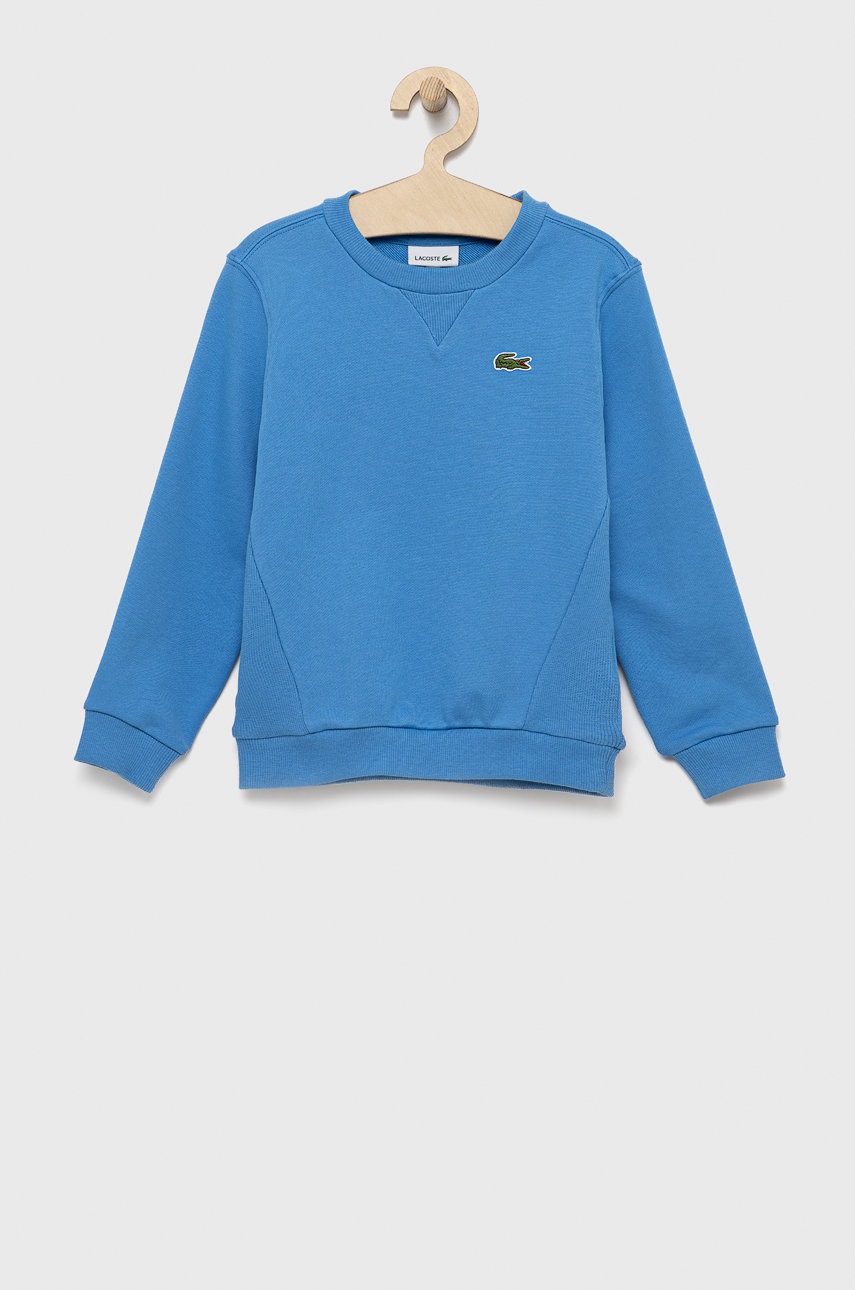 

Детски памучен суичър Lacoste с изчистен дизайн, Син