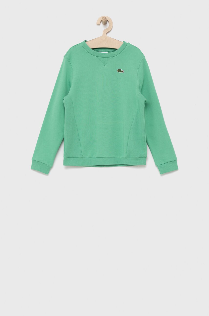 Lacoste hanorac de bumbac pentru copii culoarea verde, neted