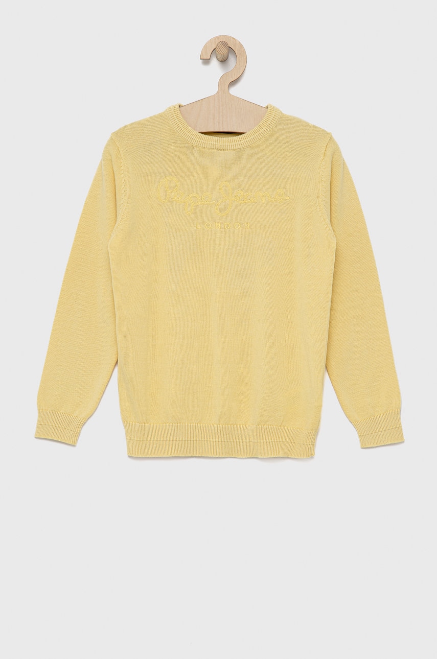 Pepe Jeans pulover de bumbac pentru copii culoarea galben, light