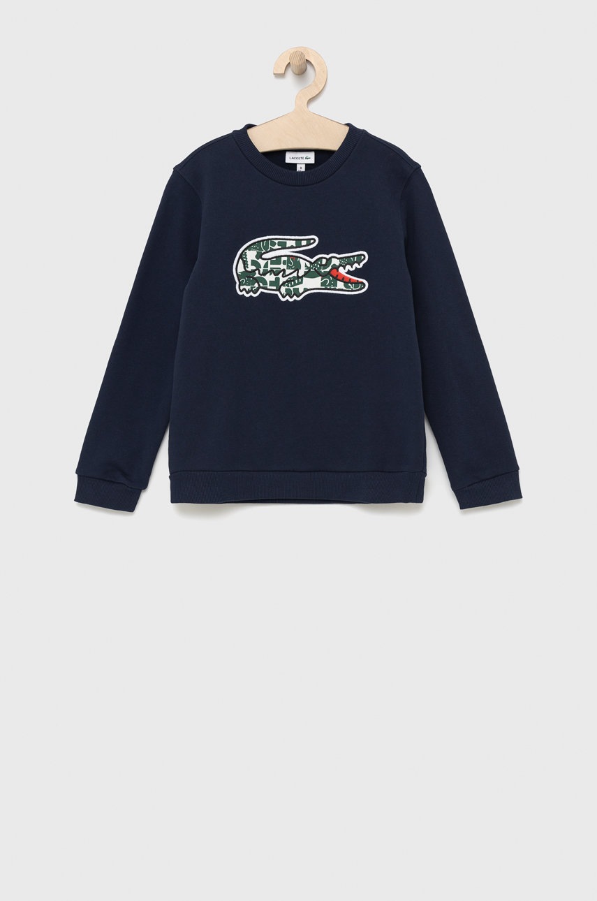 

Детски памучен суичър Lacoste в тъмносиньо с апликация, Тъмносин
