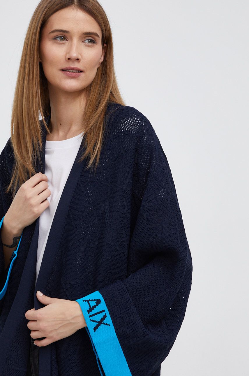 Armani Exchange Cardigan femei, culoarea albastru marin, light answear.ro imagine noua 2022