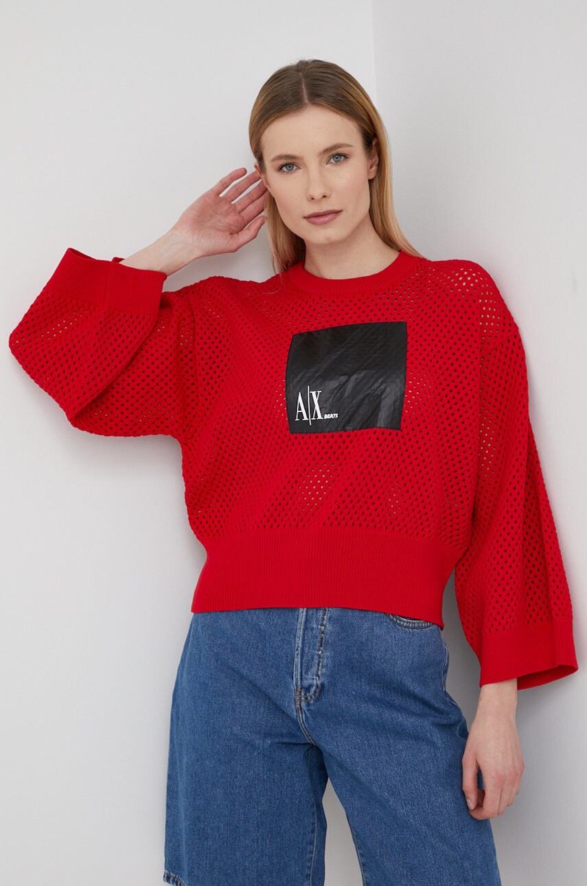 Armani exchange pulover femei, culoarea rosu,
