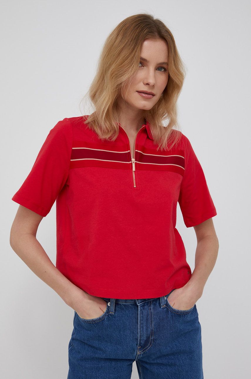 Armani Exchange T-shirt bawełniany kolor czerwony z kołnierzykiem