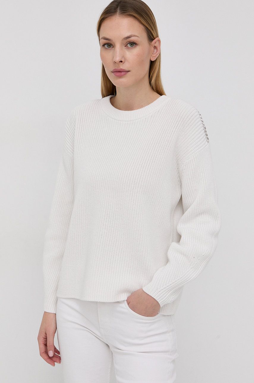 Hugo pulover de bumbac femei, culoarea alb, călduros answear.ro
