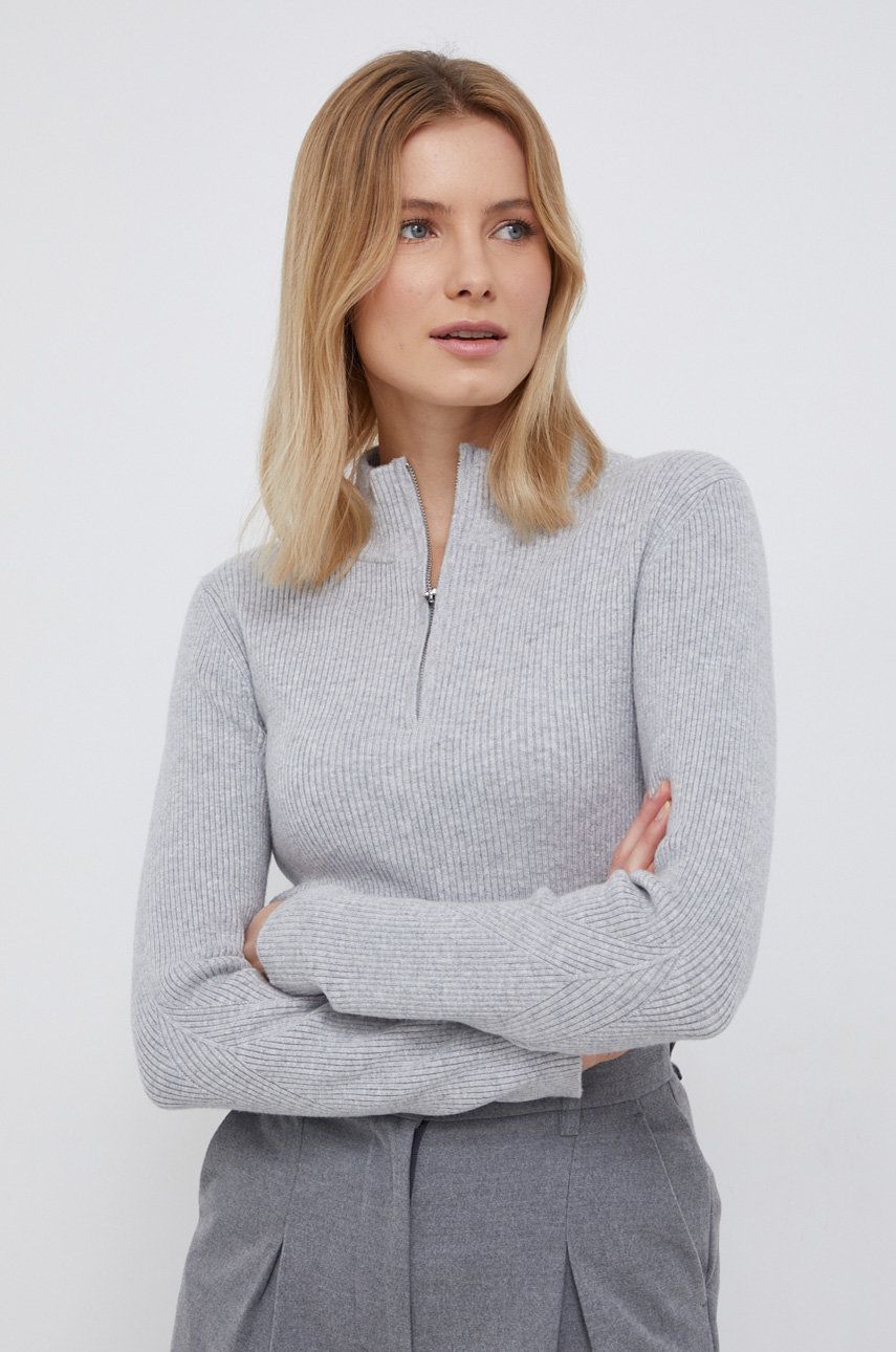 Calvin Klein Sweter z domieszką wełny damski kolor szary