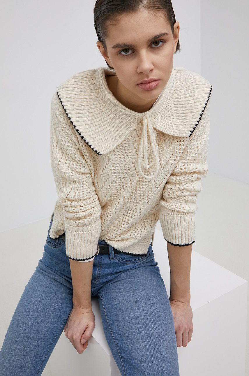JDY pulover femei, culoarea bej, light imagine reduceri black friday 2021 answear.ro