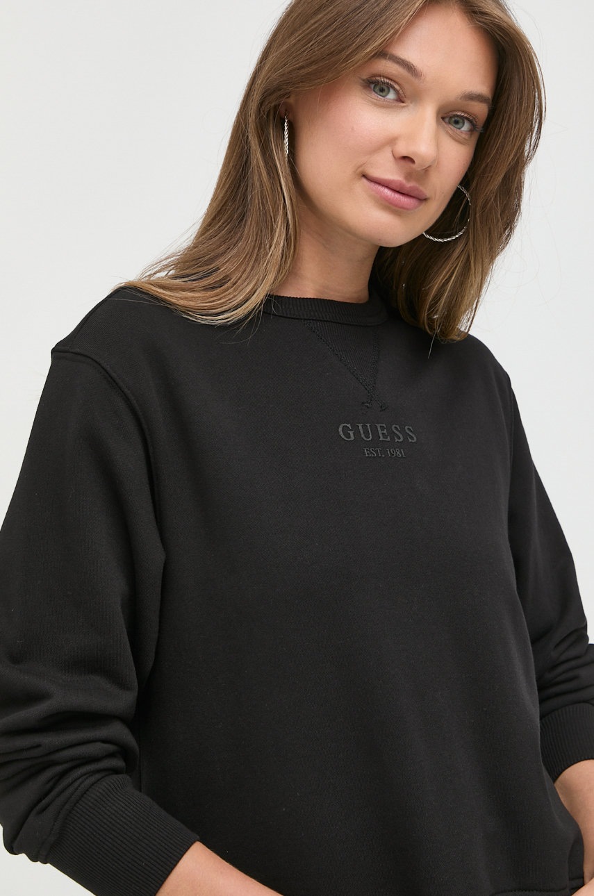 

Суичър Guess в черно с изчистен дизайн, Черен