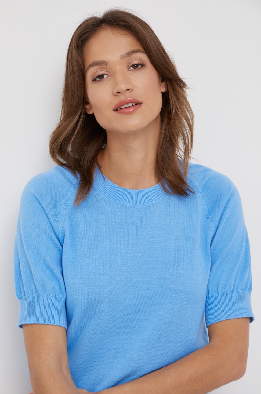 

Памучен пуловер Tommy Hilfiger дамски от лека материя, Син