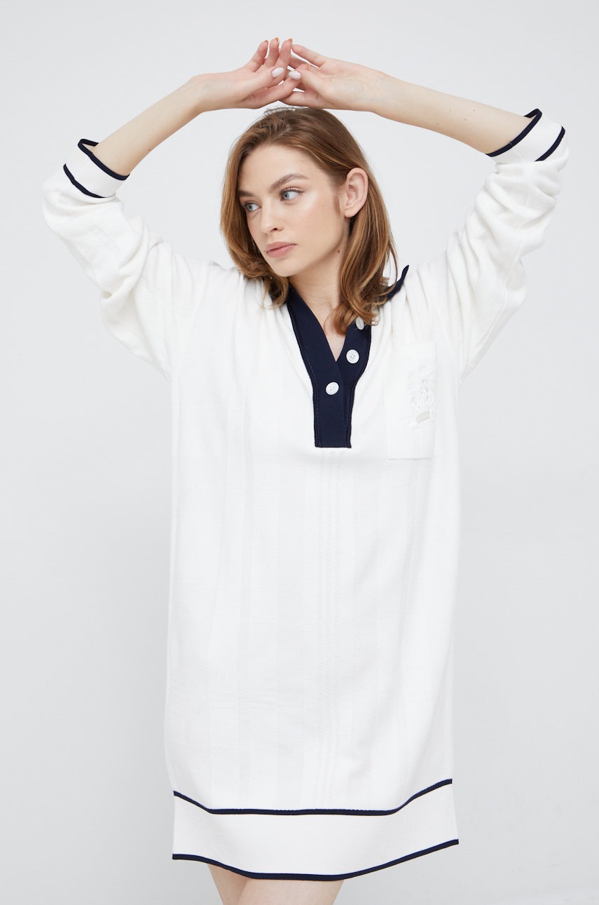 

Хлопковое платье Tommy Hilfiger Icon цвет бежевый mini прямое