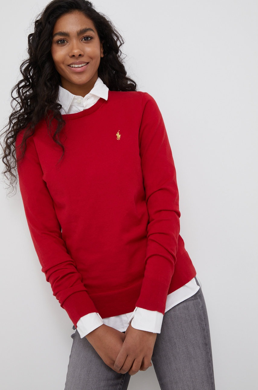 

Пуловер Polo Ralph Lauren дамски в червено, Червен