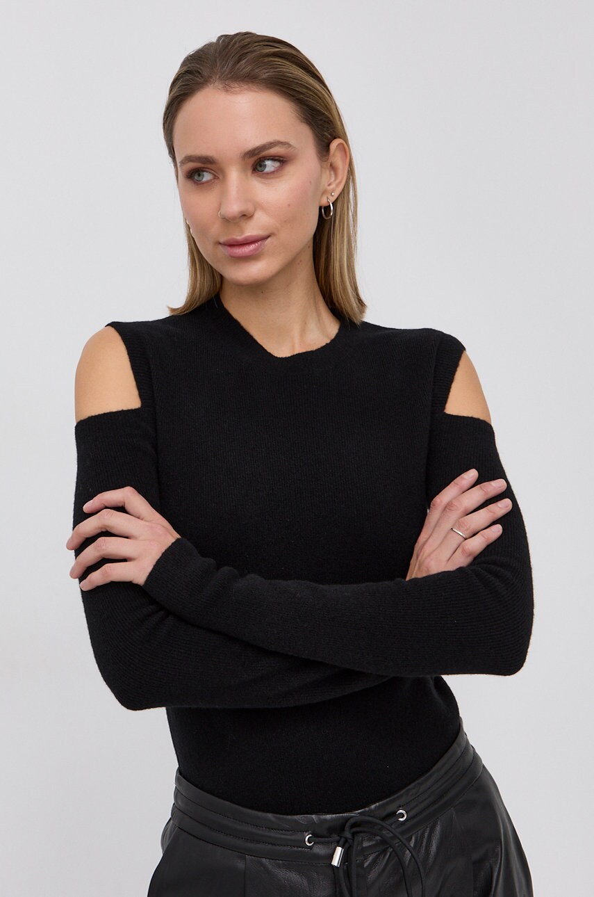 Allsaints pulover de lână femei, culoarea negru, light