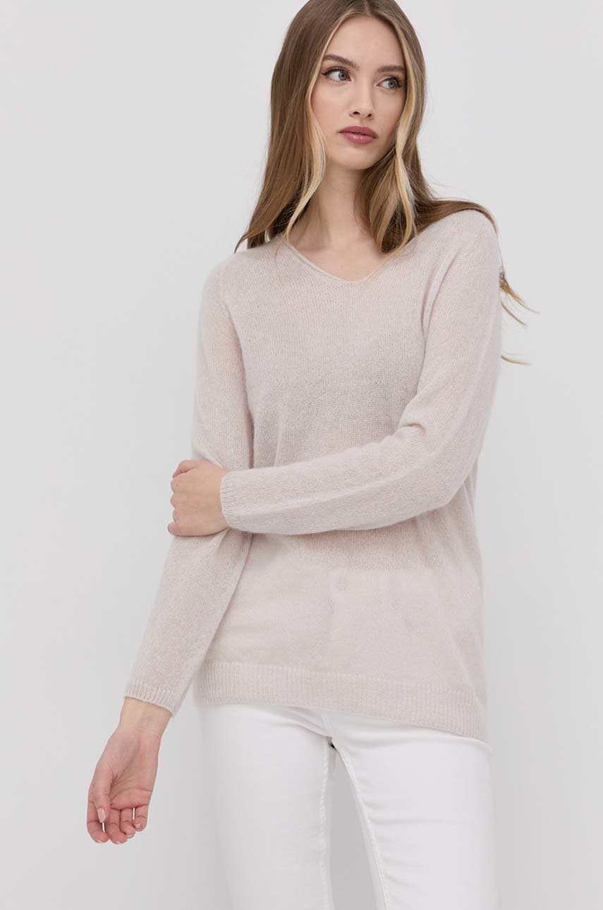 Max Mara Leisure pulover de lana femei, culoarea bej, light