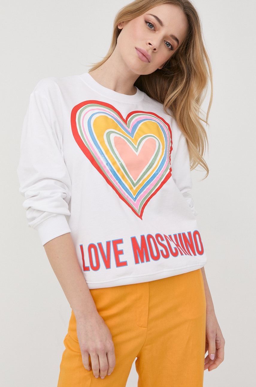 

Суичър Love Moschino в бяло с принт, Бял
