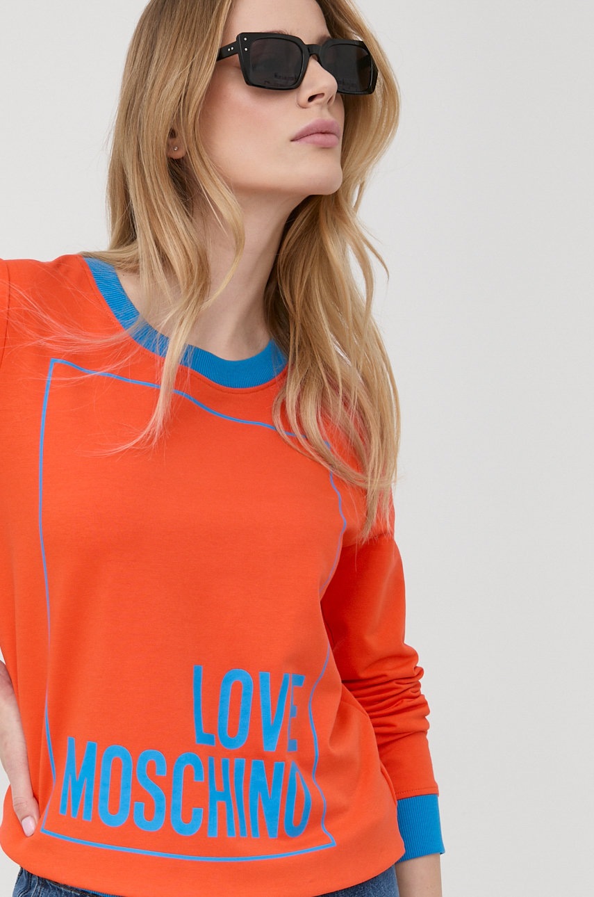 

Суичър Love Moschino в оранжево с принт, Оранжев