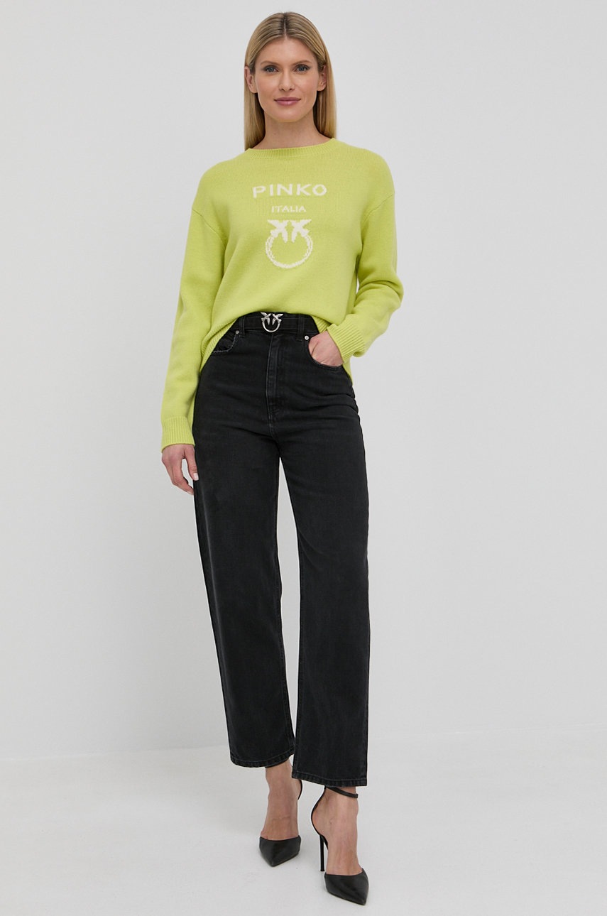 

Шерстяной свитер Pinko женский цвет зелёный