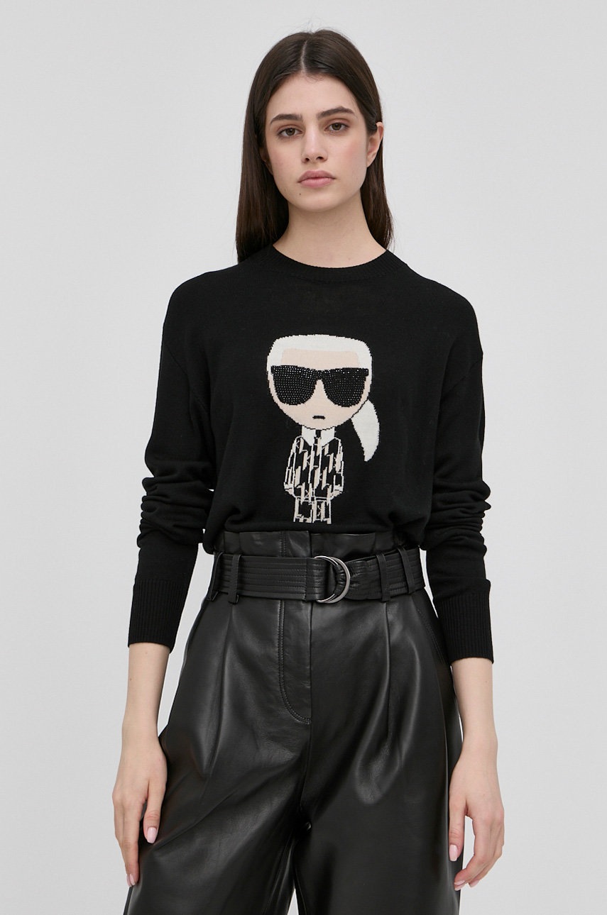 

Вовняний светр Karl Lagerfeld жіночий колір чорний легкий