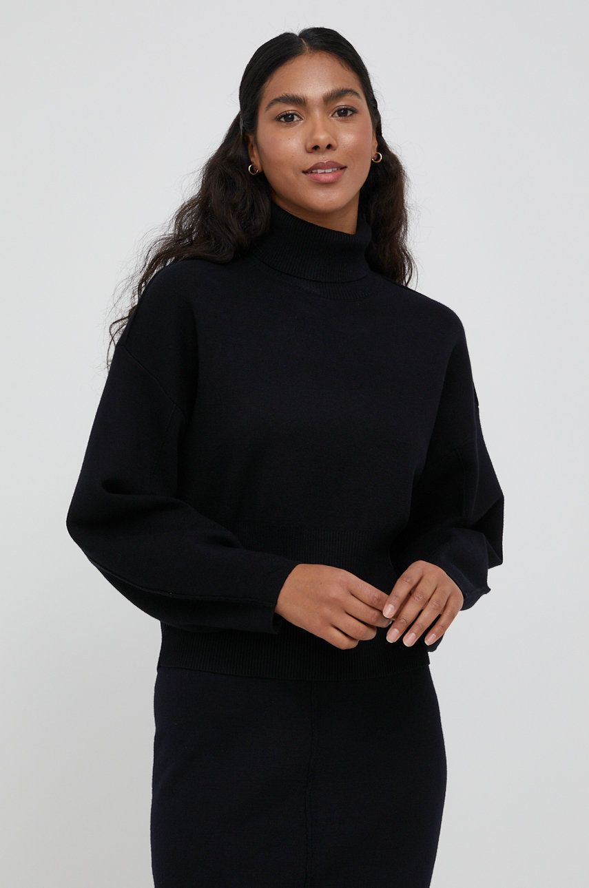 Gestuz pulover femei, culoarea negru, light, cu guler answear.ro poza 2022