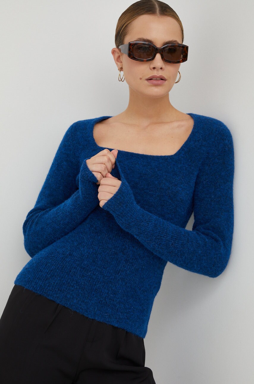 Gestuz pulover de lana femei, culoarea violet, light