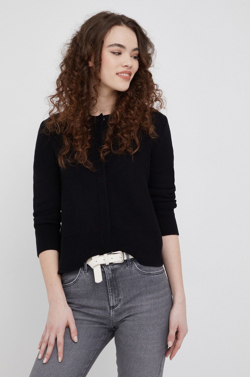 Sisley cardigan din bumbac femei, culoarea negru, light imagine reduceri black friday 2021 answear.ro