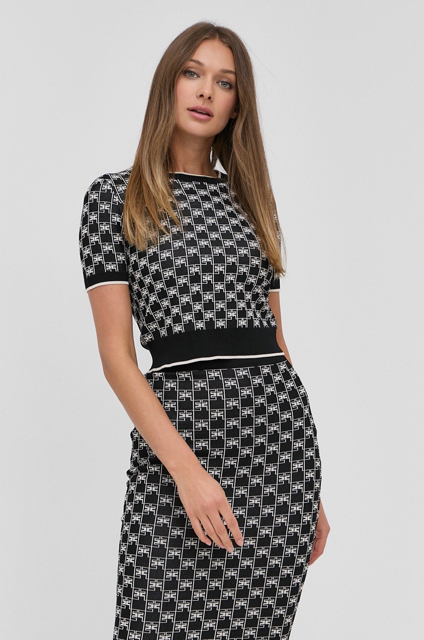 

Пуловер Elisabetta Franchi дамски в черно от лека материя, Черен