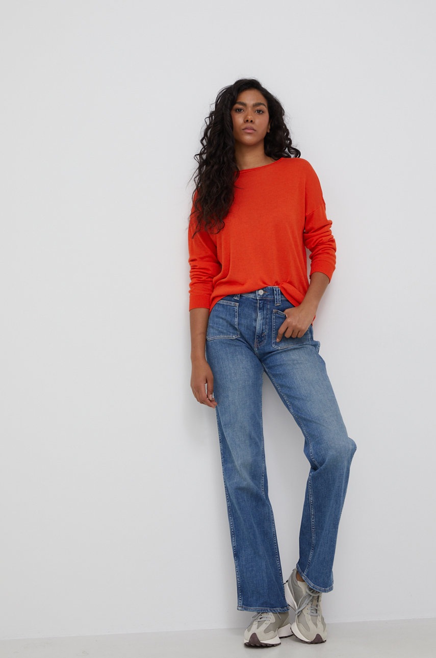 

Свитер с примесью шерсти United Colors of Benetton женский цвет оранжевый лёгкий