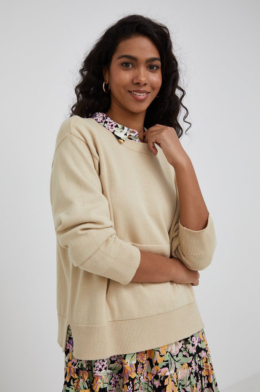 United Colors of Benetton pulover de bumbac femei, culoarea bej, light 2022 ❤️ Pret Super answear imagine noua 2022