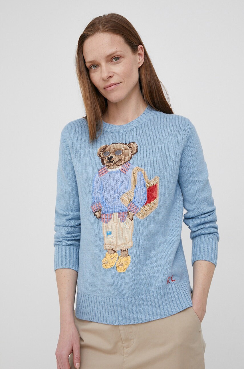 

Пуловер с лен Polo Ralph Lauren дамски от лека материя, Син