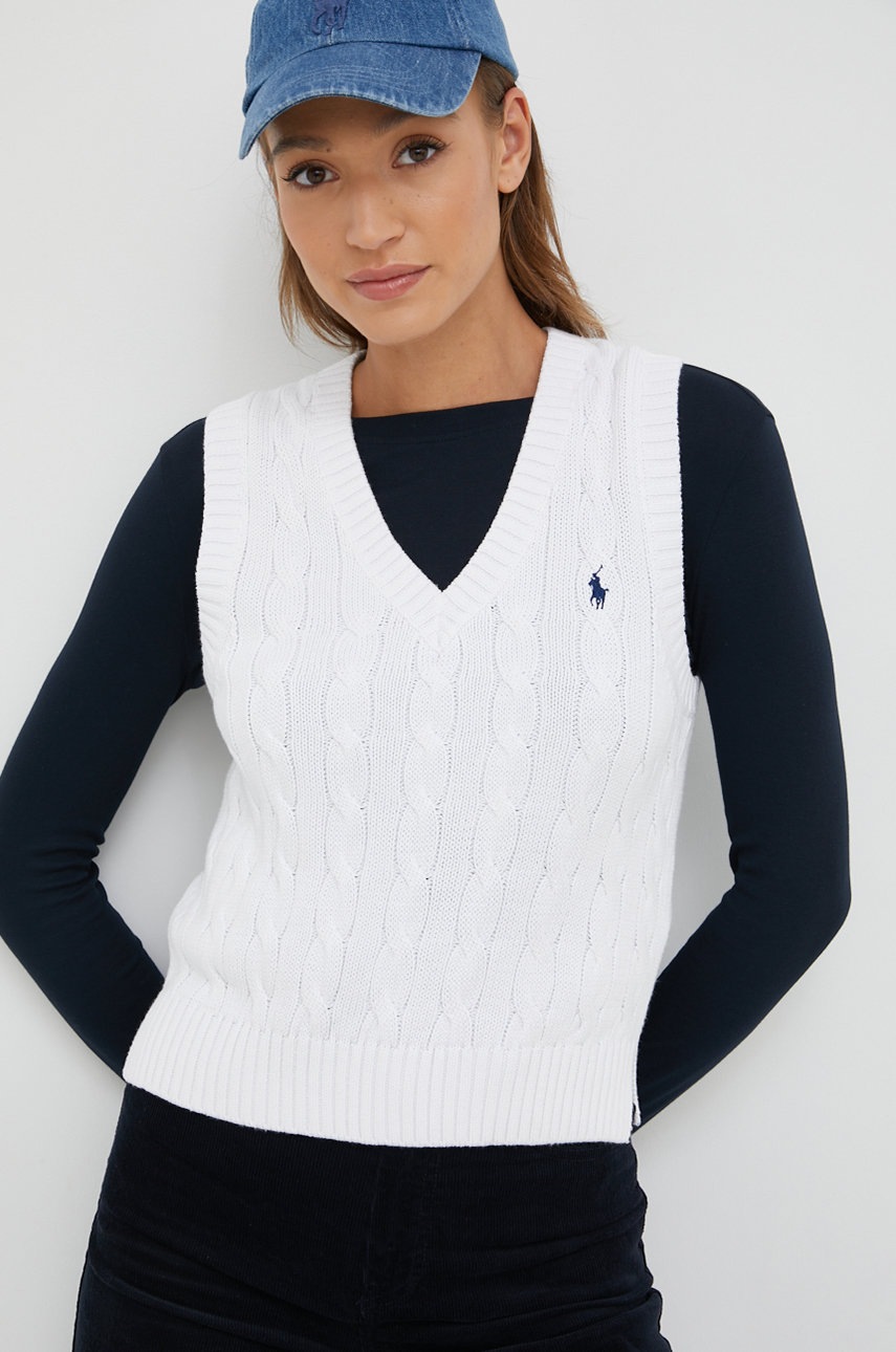 

Памучен елек Polo Ralph Lauren в бяло от лека материя, Бял