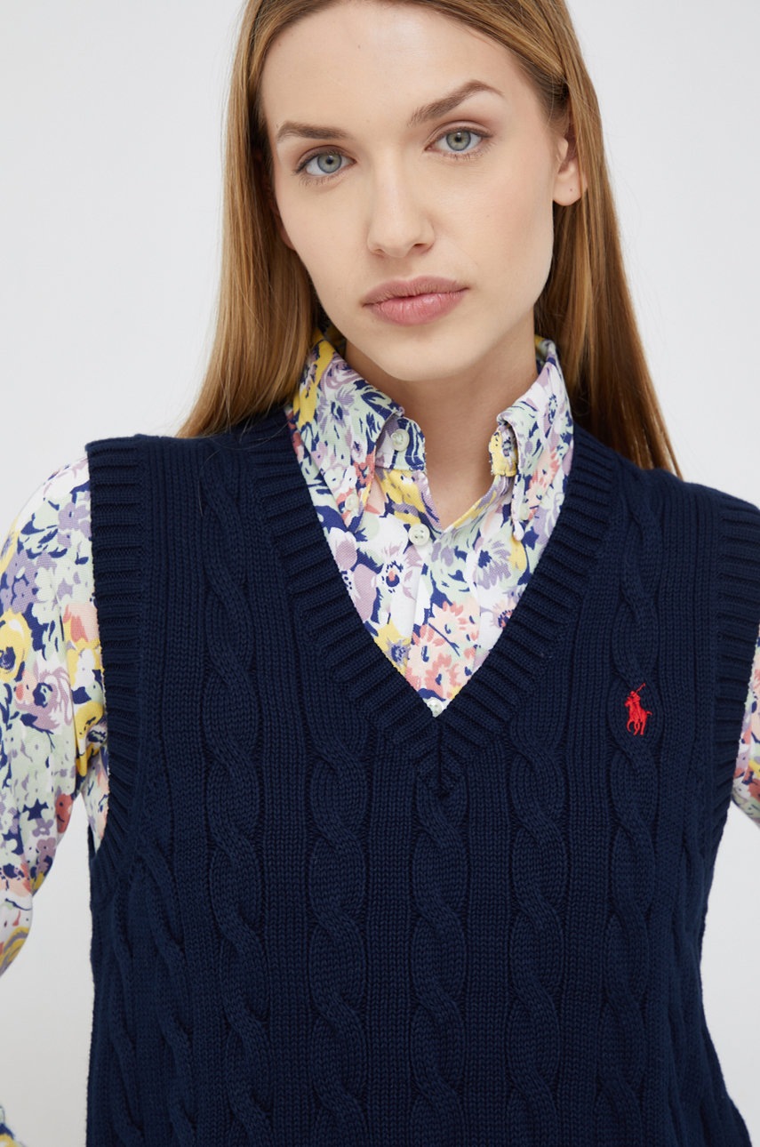 

Памучен елек Polo Ralph Lauren в тъмносиньо от лека материя, Тъмносин