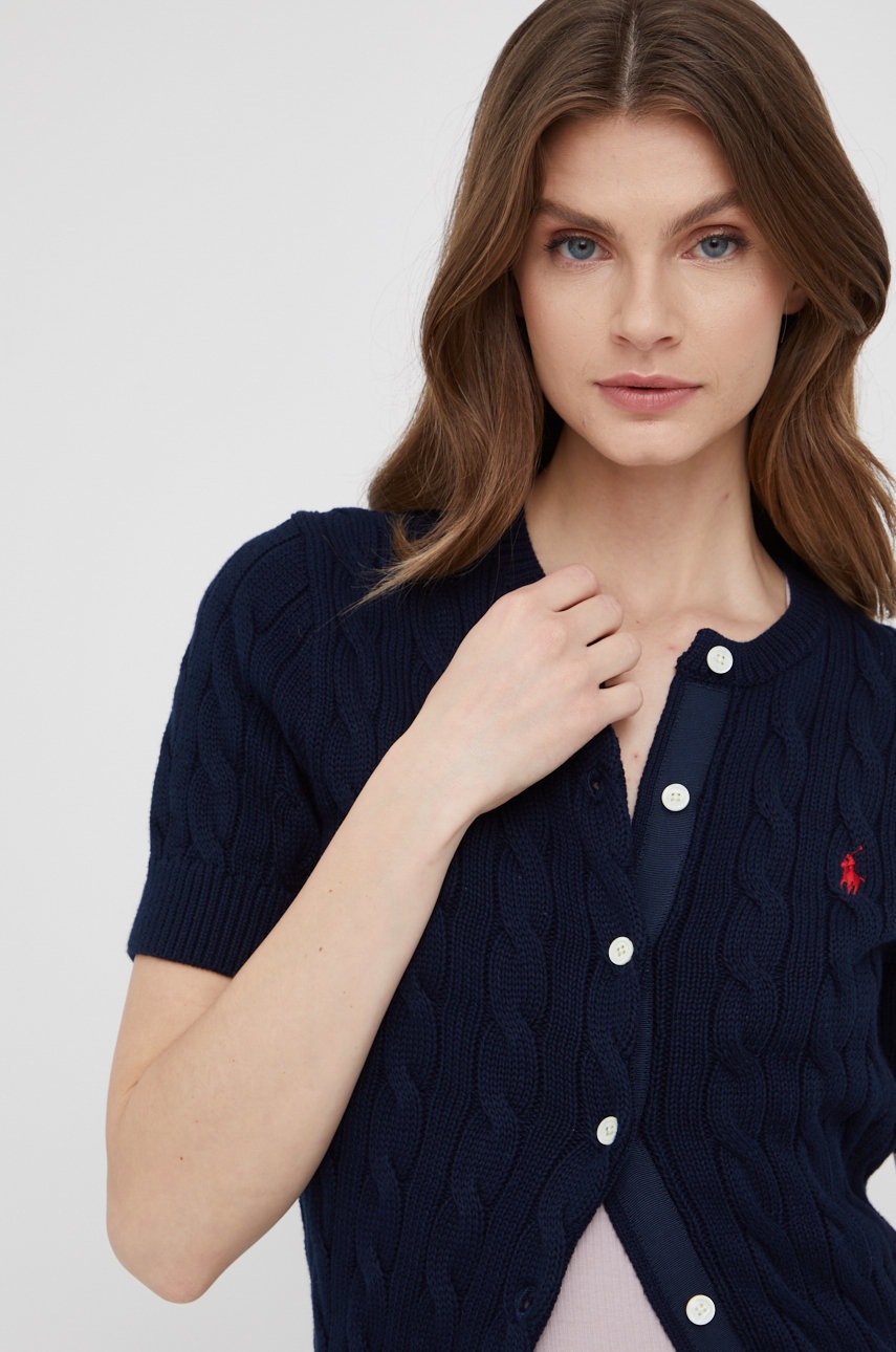 

Памучна жилетка Polo Ralph Lauren в тъмносиньо от топла материя, Тъмносин