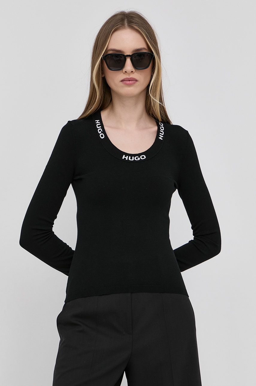 HUGO pulover femei, culoarea negru, light answear.ro