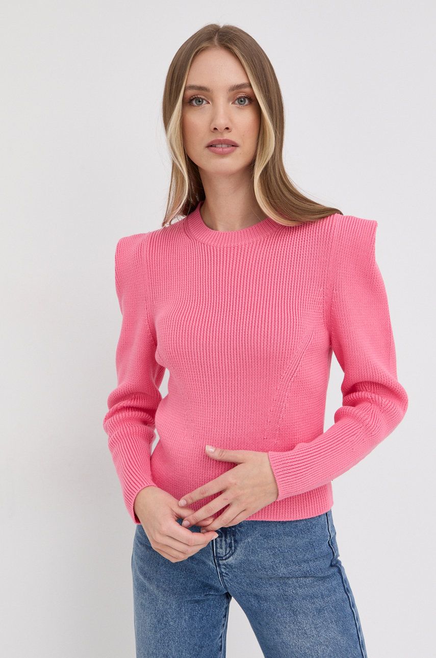 BOSS pulover din amestec de mătase femei, culoarea roz, călduros answear.ro imagine noua 2022