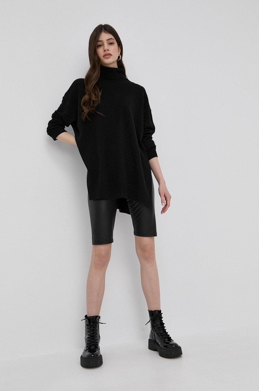

Кашемировый свитер AllSaints женский цвет чёрный лёгкий с гольфом