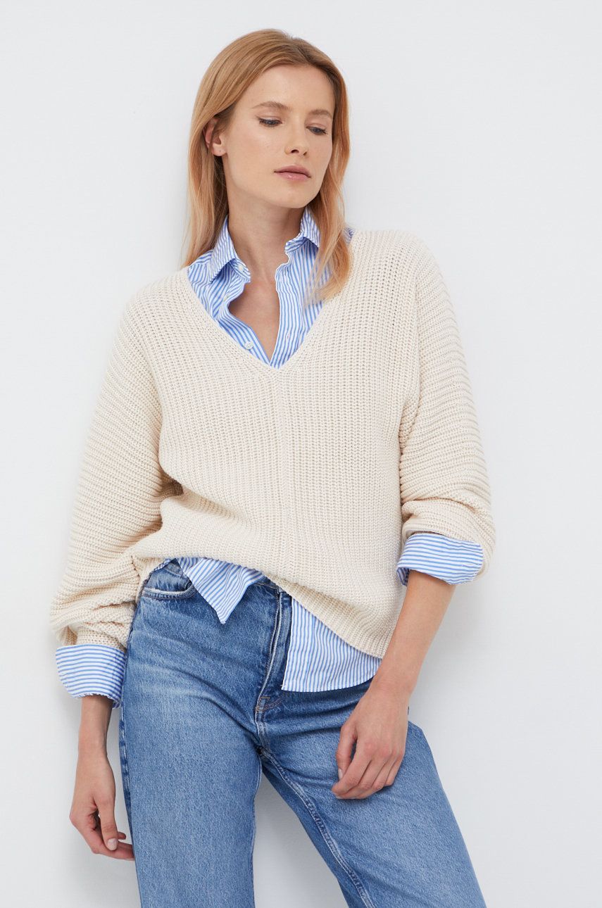Polo Ralph Lauren sweter lniany damski kolor beżowy