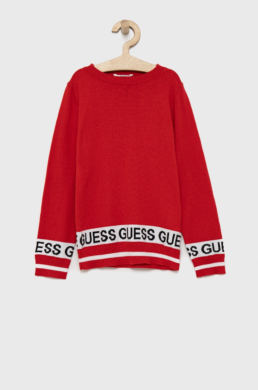 

Guess - Детски пуловер, Червен