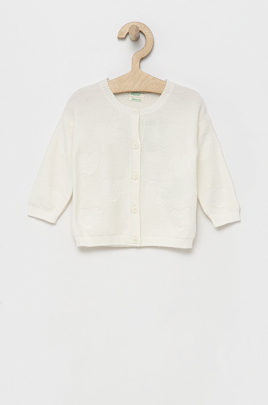 United Colors Of Benetton cardigan copii culoarea alb, light