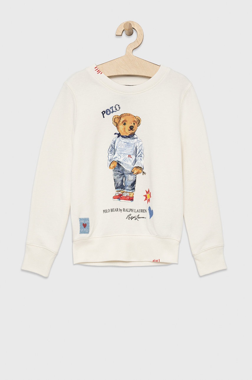

Детски суичър Polo Ralph Lauren в бяло с апликация, Бял