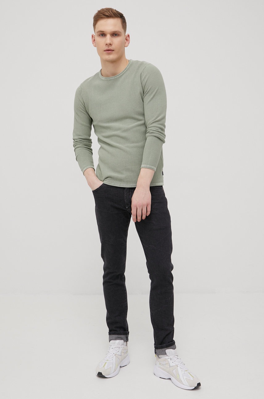 

Бавовняний светер Jack & Jones чоловічий колір зелений легкий