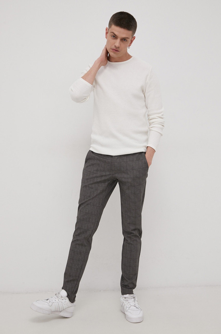 

Хлопковый свитер Jack & Jones мужской цвет белый лёгкий