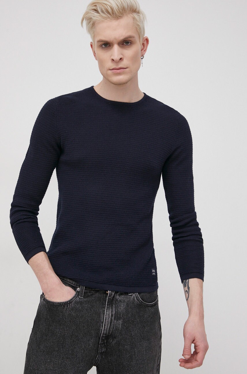 

Бавовняний светер Jack & Jones чоловічий колір синій