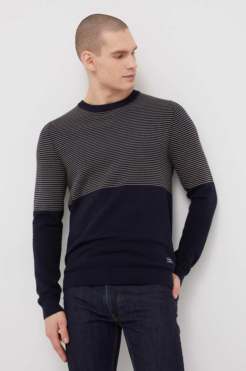 Jack & jones pulover de bumbac barbati, culoarea albastru marin, light