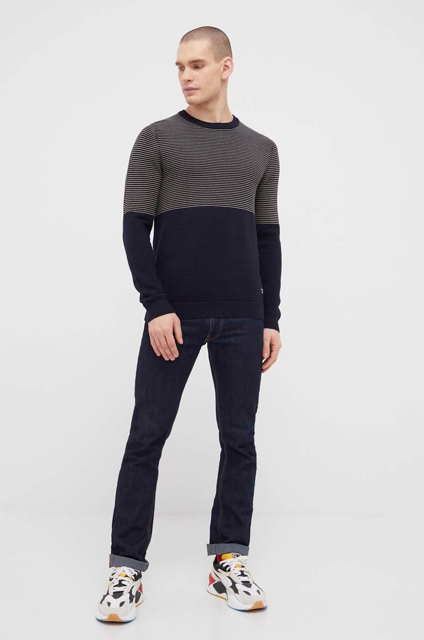 

Бавовняний светер Jack & Jones чоловічий колір синій легкий