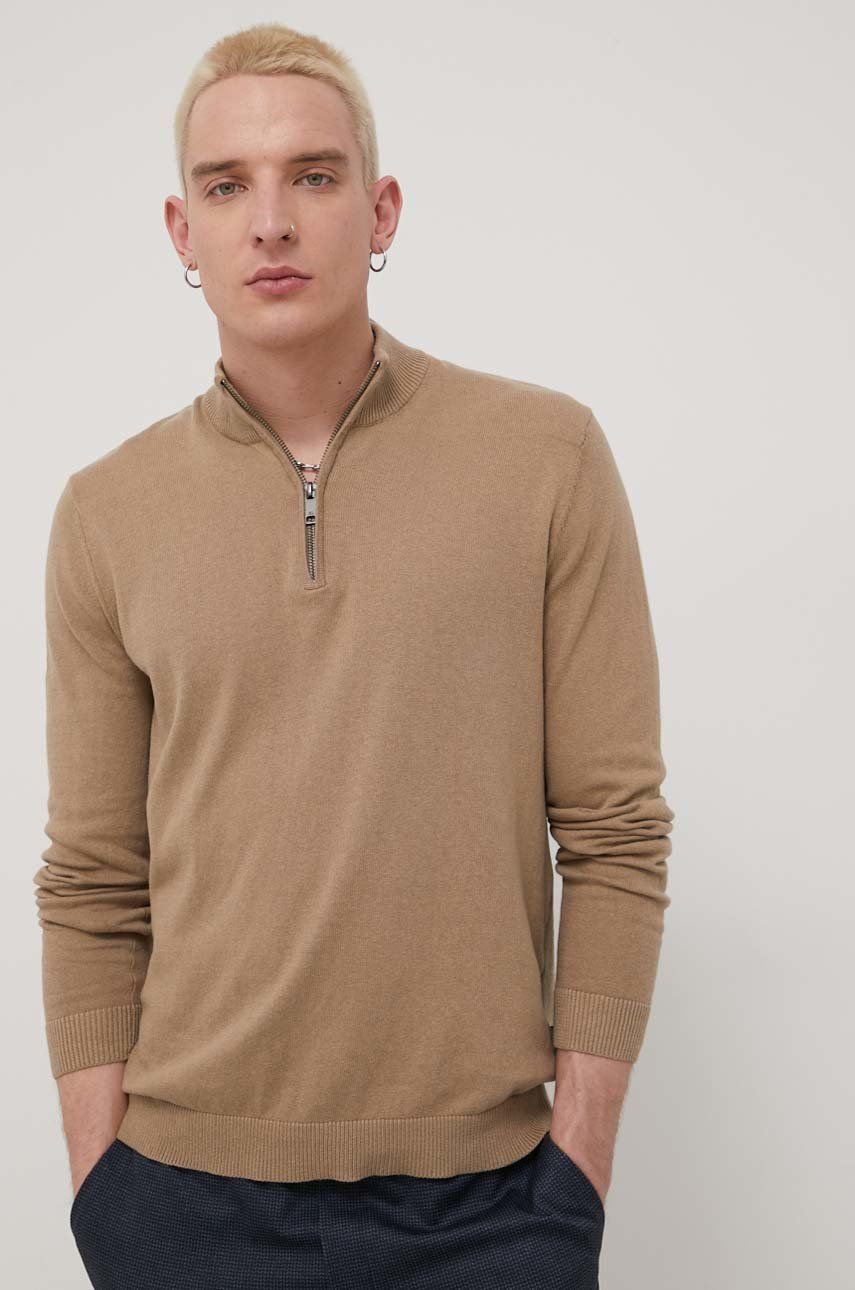Only & Sons sweter bawełniany męski kolor beżowy lekki