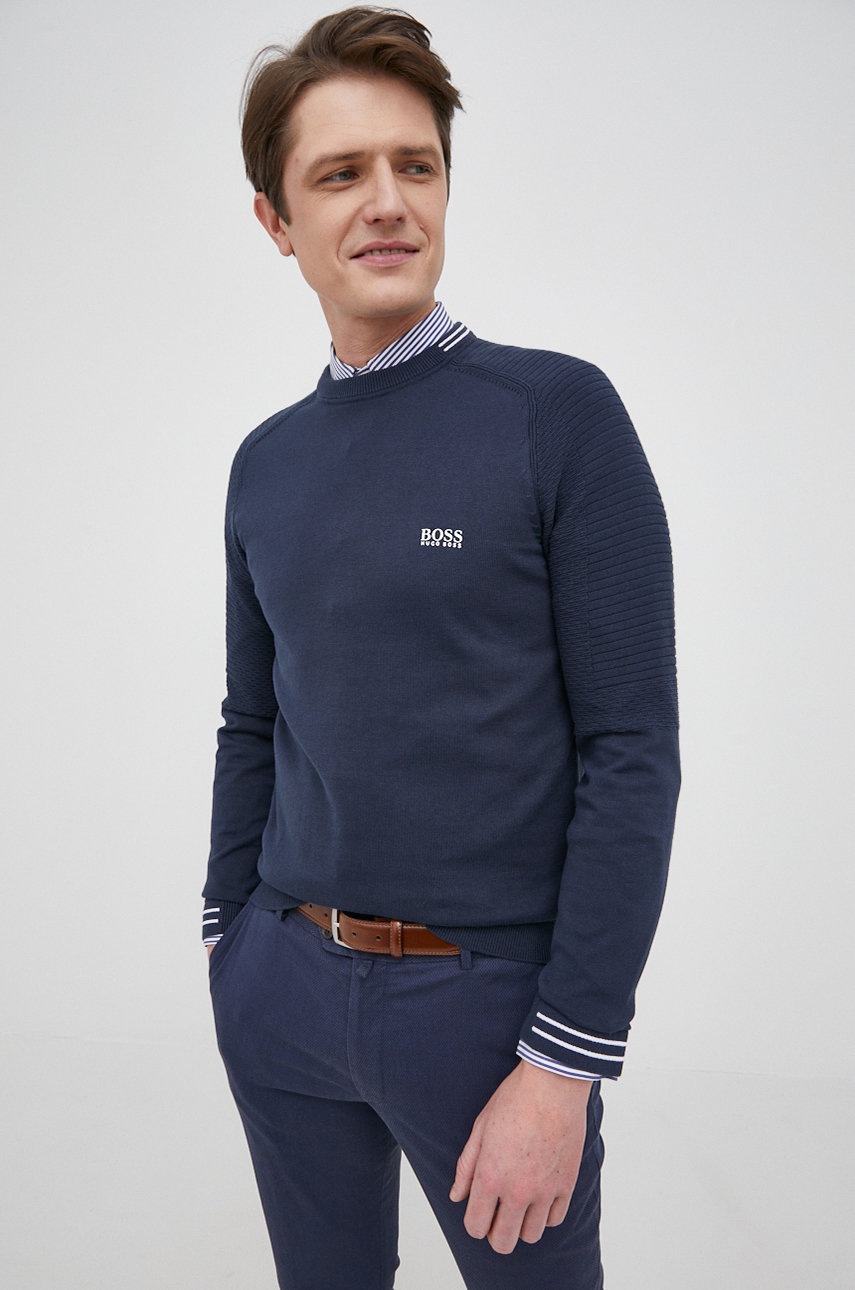 

Хлопковый свитер Boss Boss Athleisure мужской цвет синий лёгкий