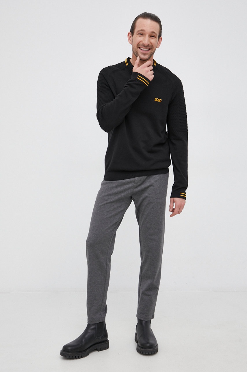 

Хлопковый свитер Boss Boss Athleisure мужской цвет чёрный лёгкий