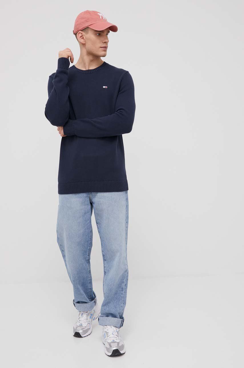 Tommy Jeans sweter bawełniany męski kolor granatowy lekki