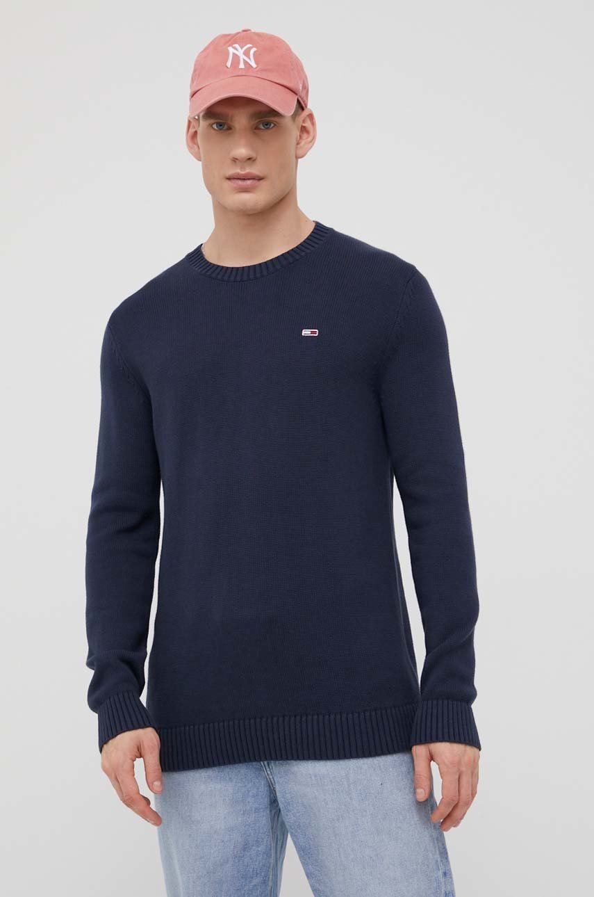 

Хлопковый свитер Tommy Jeans мужской цвет синий лёгкий